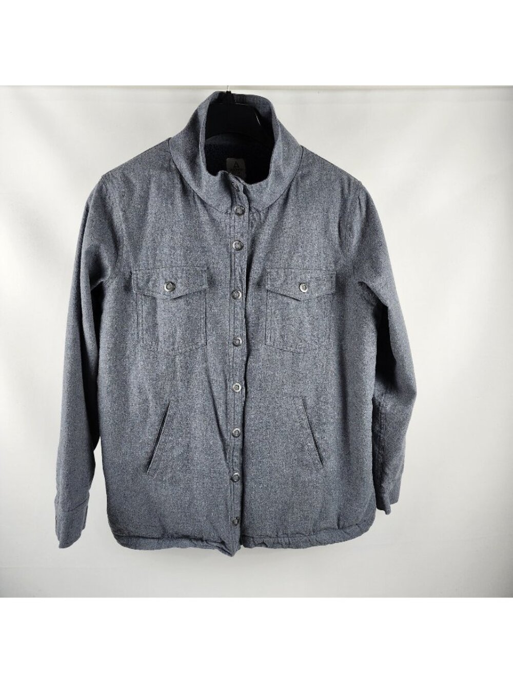 Ascend Jacket Mens XL Gray Fleece Lined Snaps Shacket Zip Pockets